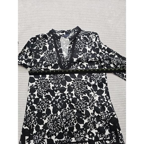 Brooks Brothers Shirt Womens Medium Linen Blend Vcut Neckline Black & White - Picture 3 of 8